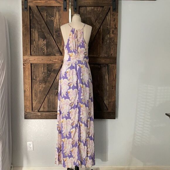 ASTR Lilac Floral Maxi Halter Dress Sz-LRG - Picture 4 of 10